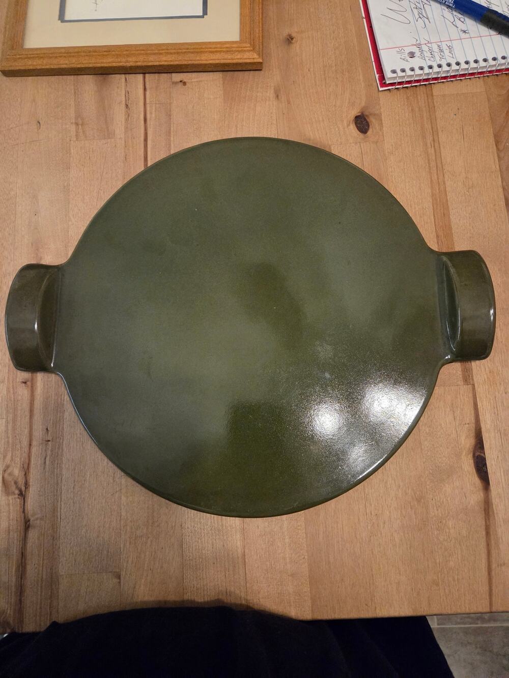 Emile Henry Olive Green Flame Ceramic 14" BBQ Pizza Stone – Made in France